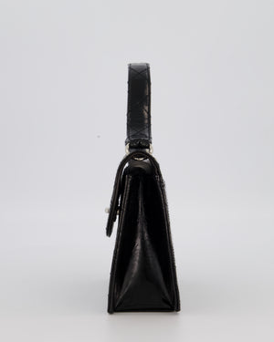 Chanel Black Vintage Black Top Handle Bag in Patent Leather with Silver Hardware