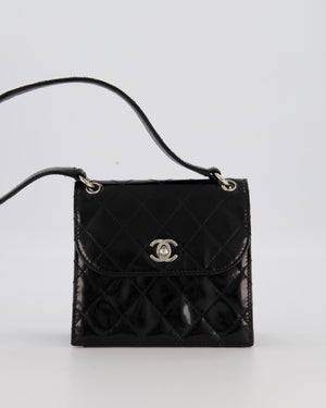 Chanel Black Vintage Black Top Handle Bag in Patent Leather with Silver Hardware