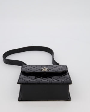 Chanel Black Vintage Black Top Handle Bag in Patent Leather with Silver Hardware