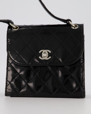 Chanel Black Vintage Black Top Handle Bag in Patent Leather with Silver Hardware