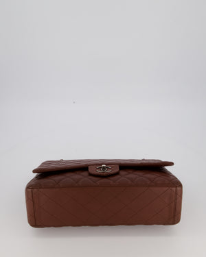 Chanel Chocolate Brown Maxi Classic Single Flap in Lambskin Leather With Gunmetal Hardware