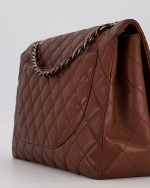 Chanel Chocolate Brown Maxi Classic Single Flap in Lambskin Leather With Gunmetal Hardware