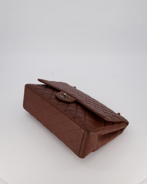 Chanel Chocolate Brown Maxi Classic Single Flap in Lambskin Leather With Gunmetal Hardware