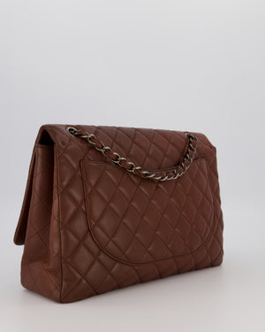 Chanel Chocolate Brown Maxi Classic Single Flap in Lambskin Leather With Gunmetal Hardware