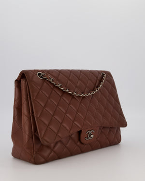 Chanel Chocolate Brown Maxi Classic Single Flap in Lambskin Leather With Gunmetal Hardware