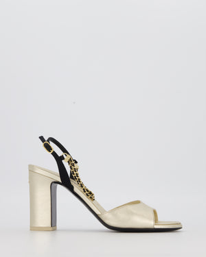 Chanel Gold Sandals With Block Heels and Chains Details Size EU 38.5 (UK 5.5)