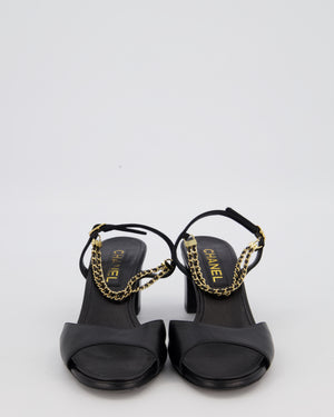 Chanel Black Sandals With Block Heels and Chains Details Size EU 38.5 (UK 5.5)