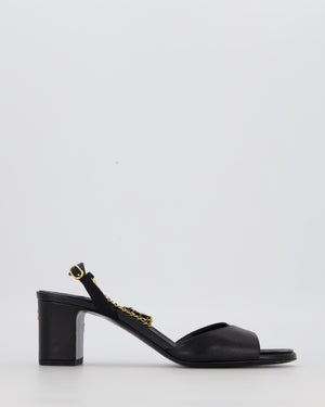 Chanel Black Sandals With Block Heels and Chains Details Size EU 38.5 (UK 5.5)