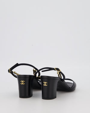 Chanel Black Sandals With Block Heels and Chains Details Size EU 38.5 (UK 5.5)