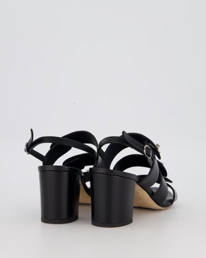 Chanel Black Sandals With Block Heel and CC Turnlock Details Size EU 38.5