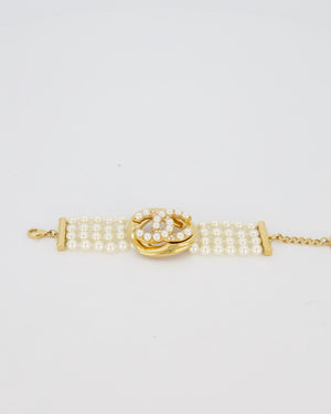 Chanel Pearls and Gold Turnlock Bracelet With CC Logo