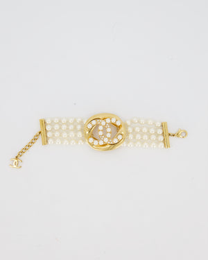 Chanel Pearls and Gold Turnlock Bracelet With CC Logo
