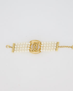 Chanel Pearls and Gold Turnlock Bracelet With CC Logo