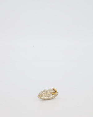 Schiaparelli Silver Lips Ring With Gold Embellished Piercing Detail Size 54