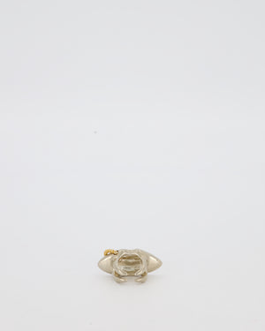Schiaparelli Silver Lips Ring With Gold Embellished Piercing Detail Size 54