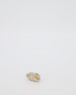 Schiaparelli Silver Lips Ring With Gold Embellished Piercing Detail Size 54