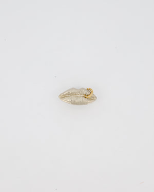 Schiaparelli Silver Lips Ring With Gold Embellished Piercing Detail Size 54