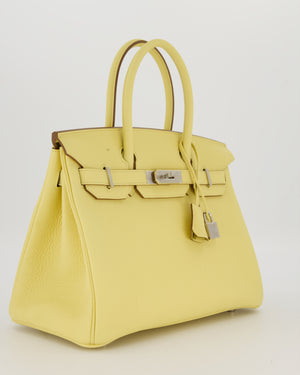 Hermès Birkin 30 Retourne Bag in Jaune Poussin Togo Leather with Palladium Hardware