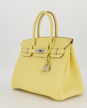 Hermès Birkin 30 Retourne Bag in Jaune Poussin Togo Leather with Palladium Hardware