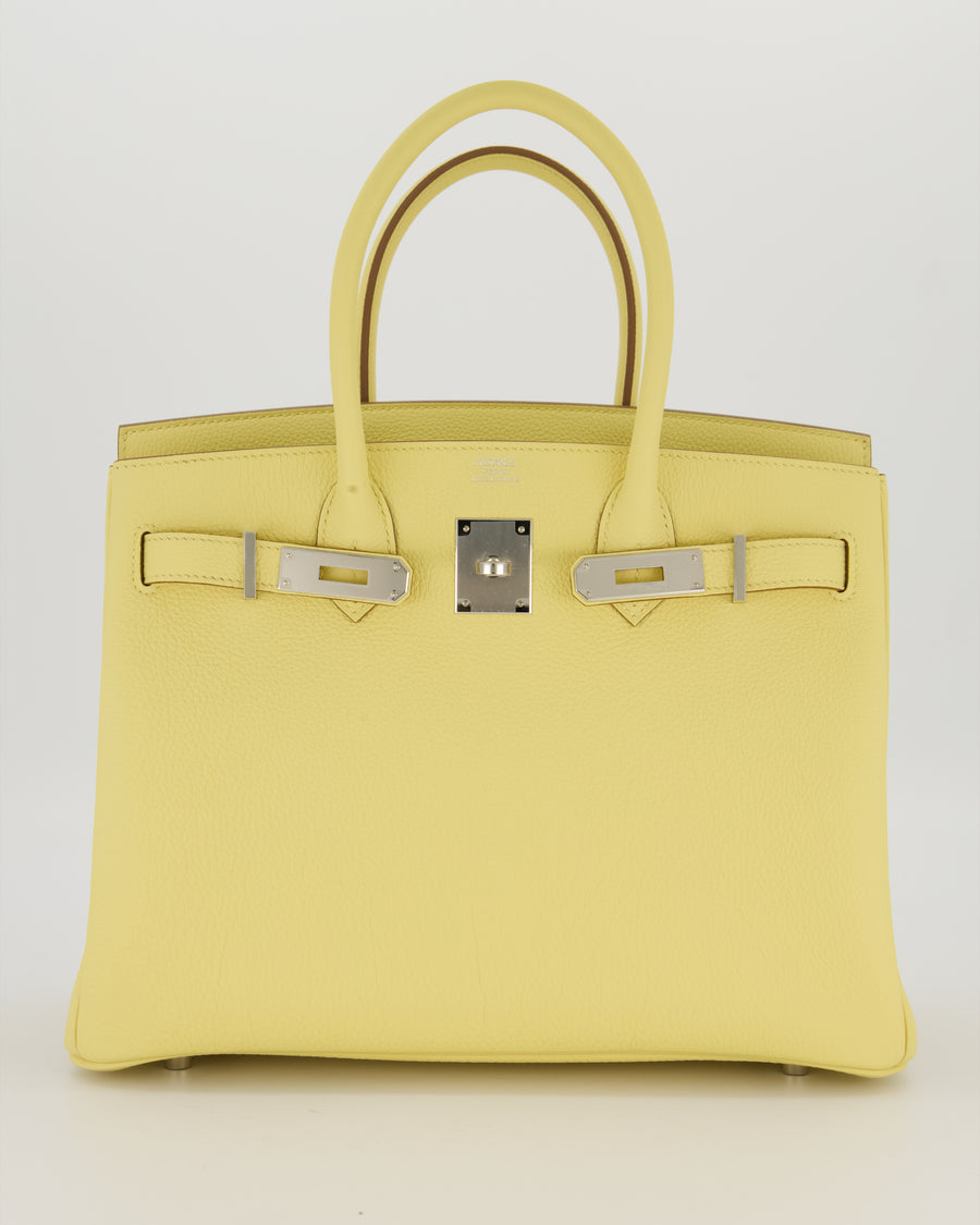 Hermès Birkin 30 Retourne Bag in Jaune Poussin Togo Leather with Palladium Hardware