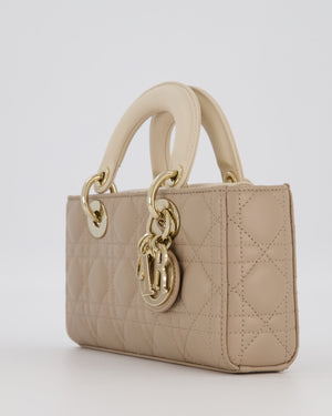 Christian Dior Small Lady D-Joy Bag in Taupe and Cream Cannage Quilted Lambskin with Champagne Gold and Enamel Hardware