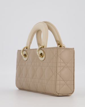 Christian Dior Small Lady D-Joy Bag in Taupe and Cream Cannage Quilted Lambskin with Champagne Gold and Enamel Hardware