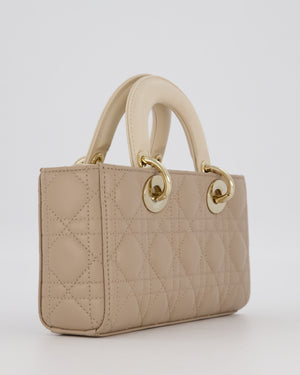 Christian Dior Small Lady D-Joy Bag in Taupe and Cream Cannage Quilted Lambskin with Champagne Gold and Enamel Hardware