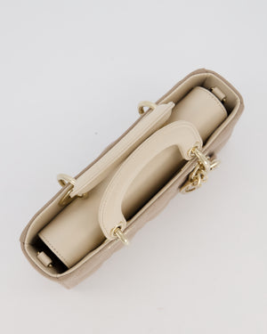 Christian Dior Small Lady D-Joy Bag in Taupe and Cream Cannage Quilted Lambskin with Champagne Gold and Enamel Hardware