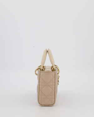 Christian Dior Small Lady D-Joy Bag in Taupe and Cream Cannage Quilted Lambskin with Champagne Gold and Enamel Hardware