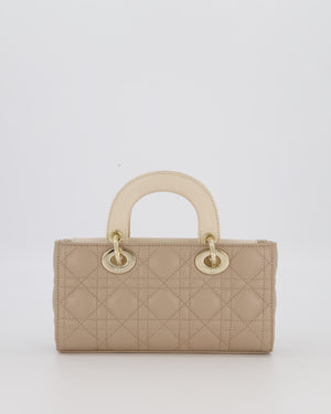 Christian Dior Small Lady D-Joy Bag in Taupe and Cream Cannage Quilted Lambskin with Champagne Gold and Enamel Hardware