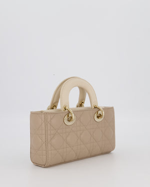 Christian Dior Small Lady D-Joy Bag in Taupe and Cream Cannage Quilted Lambskin with Champagne Gold and Enamel Hardware