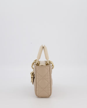Christian Dior Small Lady D-Joy Bag in Taupe and Cream Cannage Quilted Lambskin with Champagne Gold and Enamel Hardware