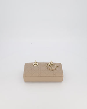 Christian Dior Small Lady D-Joy Bag in Taupe and Cream Cannage Quilted Lambskin with Champagne Gold and Enamel Hardware