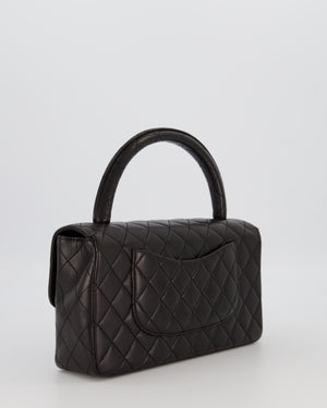 Chanel Black Vintage Top Handle Medium Single Flap Bag in Lambskin Leather with 24K Gold Hardware