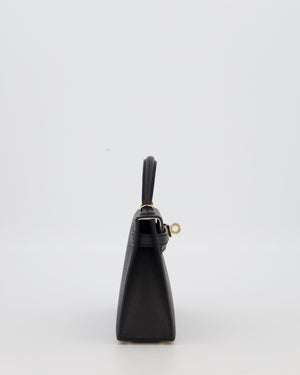 *SUPER RARE* Hermès HSS Mini Kell II 20 Verso Bag in Noir Epsom Leather with Permabrass Hardware and Nata Interior