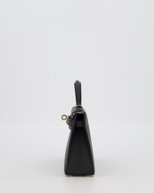*SUPER RARE* Hermès HSS Mini Kell II 20 Verso Bag in Noir Epsom Leather with Permabrass Hardware and Nata Interior