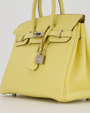 Hermès Birkin 25 Retourne Bag in Jaune Poussin Togo Leather with Palladium Hardware