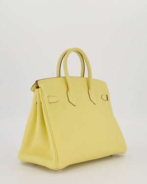Hermès Birkin 25 Retourne Bag in Jaune Poussin Togo Leather with Palladium Hardware