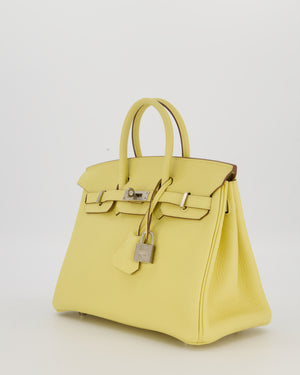Hermès Birkin 25 Retourne Bag in Jaune Poussin Togo Leather with Palladium Hardware