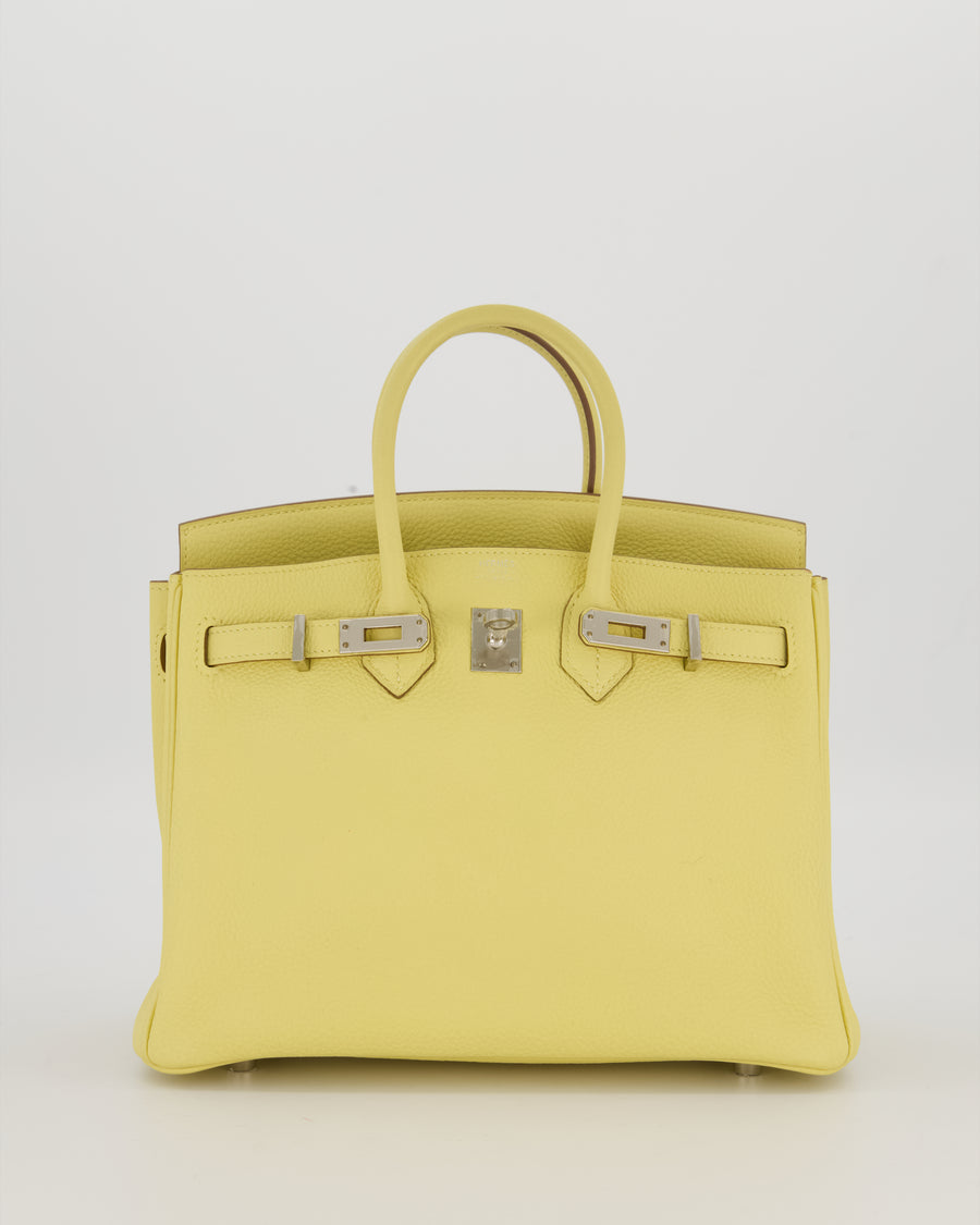 Hermès Birkin 25 Retourne Bag in Jaune Poussin Togo Leather with Palladium Hardware