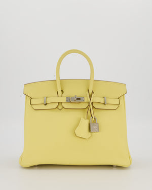 Hermès Birkin 25 Retourne Bag in Jaune Poussin Togo Leather with Palladium Hardware