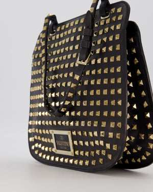 Valentino Black Rockstud Shoulder Bag with Gold Hardware