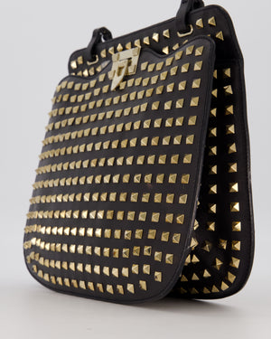 Valentino Black Rockstud Shoulder Bag with Gold Hardware