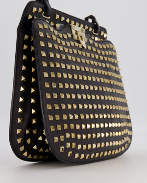 Valentino Black Rockstud Shoulder Bag with Gold Hardware