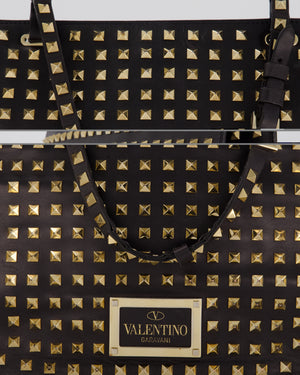 Valentino Black Rockstud Shoulder Bag with Gold Hardware