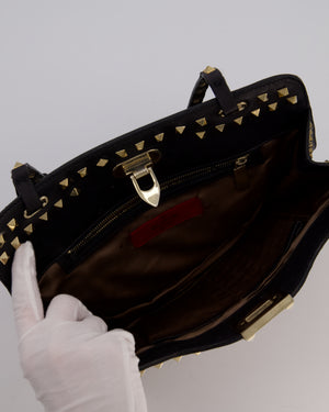 Valentino Black Rockstud Shoulder Bag with Gold Hardware