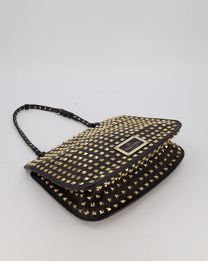 Valentino Black Rockstud Shoulder Bag with Gold Hardware