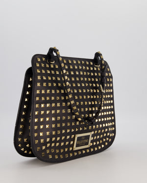 Valentino Black Rockstud Shoulder Bag with Gold Hardware