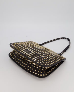 Valentino Black Rockstud Shoulder Bag with Gold Hardware