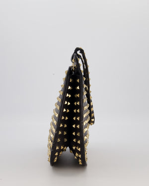 Valentino Black Rockstud Shoulder Bag with Gold Hardware